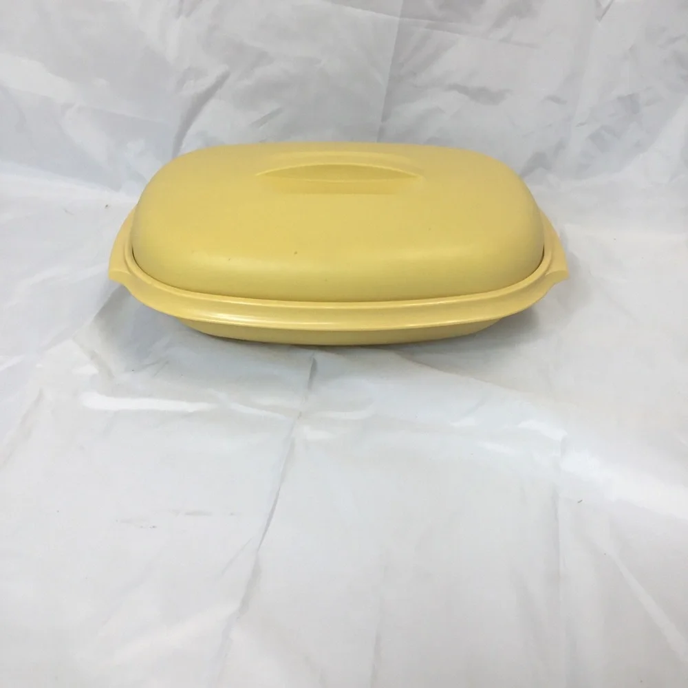 Tupperware Microwave Vegetable Steamer w/ Divider Harvest Gold #1273 4 Pc VTG